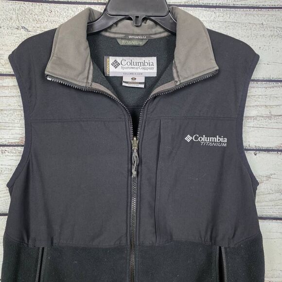 Columbia Titanium Men’s Black Fleece Vest Size M - Picture 2 of 8